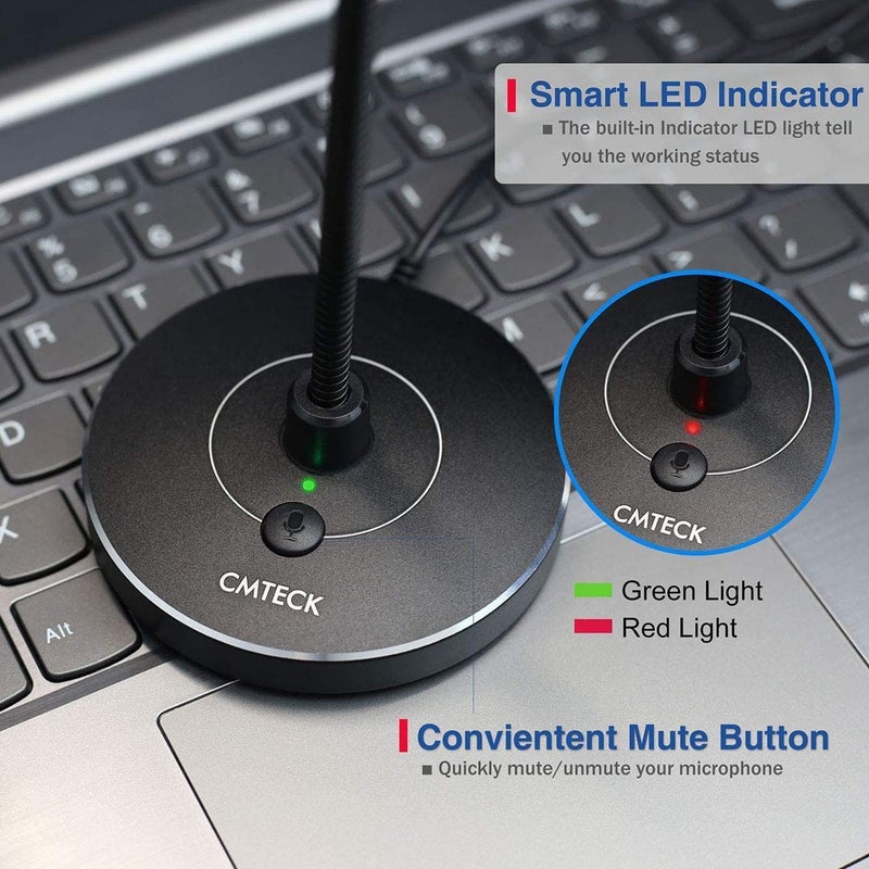 CMTECK USB Computer Microphone G009, Noise-Cancelling Recording Desktop Mic for PC/Laptop for Online Chatting, Home Studio, Podcasting, Gaming, Skype, YouTube with Mute Function(Windows/Mac) - Image 4